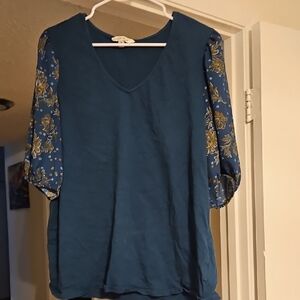 The Pioneer Woman Green and Blue Embellished 3/4 Sleeve Blouse